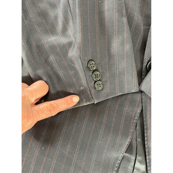 Made in Italy Navy Blue Pinstripe Blazer Jacket Elegant Business XL BLAZER 38X32 - Picture 3 of 16